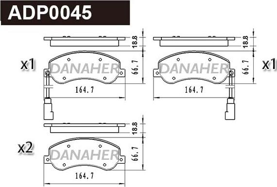 Danaher ADP0045 - Тормозные колодки, дисковые, комплект unicars.by