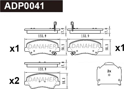 Danaher ADP0041 - Тормозные колодки, дисковые, комплект unicars.by