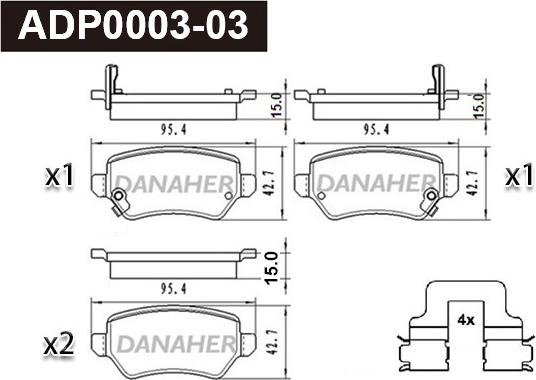 Danaher ADP0003-03 - Тормозные колодки, дисковые, комплект unicars.by