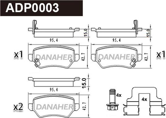 Danaher ADP0003 - Тормозные колодки, дисковые, комплект unicars.by