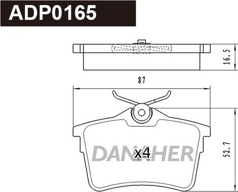 Danaher ADP0165 - Тормозные колодки, дисковые, комплект unicars.by