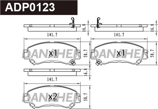 Danaher ADP0123 - Тормозные колодки, дисковые, комплект unicars.by