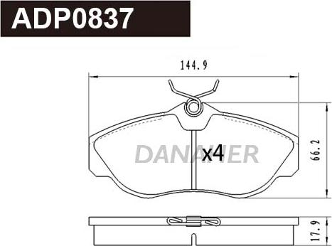 Danaher ADP0837 - Тормозные колодки, дисковые, комплект unicars.by