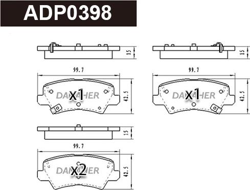 Danaher ADP0398 - Тормозные колодки, дисковые, комплект unicars.by