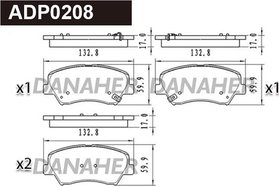 Danaher ADP0208 - Тормозные колодки, дисковые, комплект unicars.by