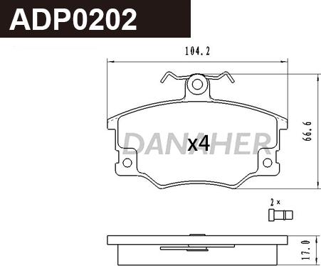 Danaher ADP0202 - Тормозные колодки, дисковые, комплект unicars.by