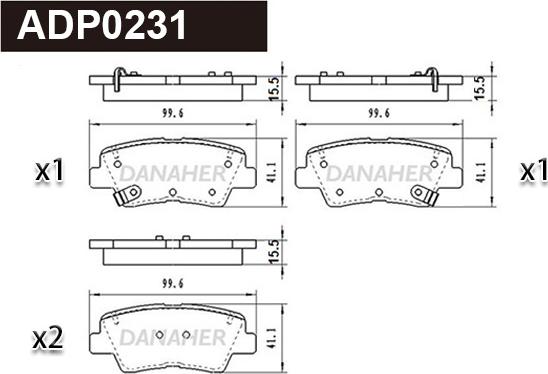 Danaher ADP0231 - Тормозные колодки, дисковые, комплект unicars.by