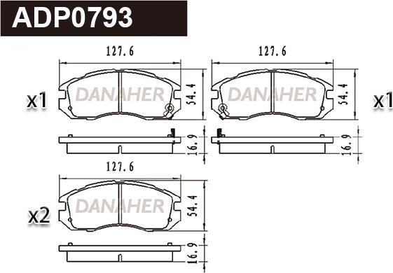 Danaher ADP0793 - Тормозные колодки, дисковые, комплект unicars.by