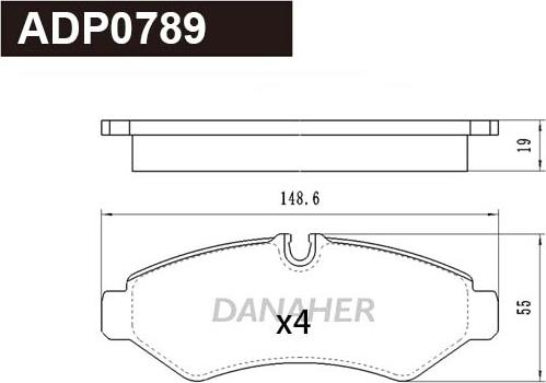 Danaher ADP0789 - Тормозные колодки, дисковые, комплект unicars.by