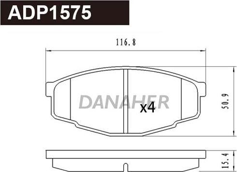 Danaher ADP1575 - Тормозные колодки, дисковые, комплект unicars.by