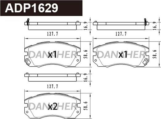 Danaher ADP1629 - Тормозные колодки, дисковые, комплект unicars.by