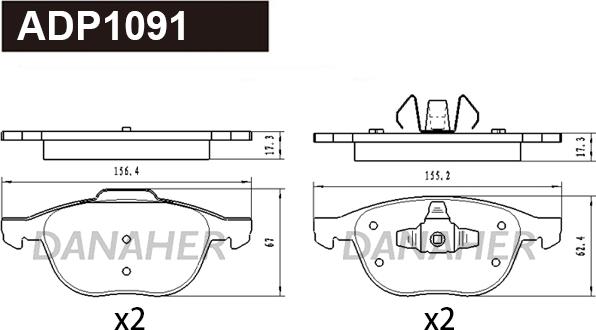 Danaher ADP1091 - Тормозные колодки, дисковые, комплект unicars.by