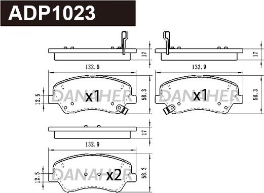 Danaher ADP1023 - Тормозные колодки, дисковые, комплект unicars.by