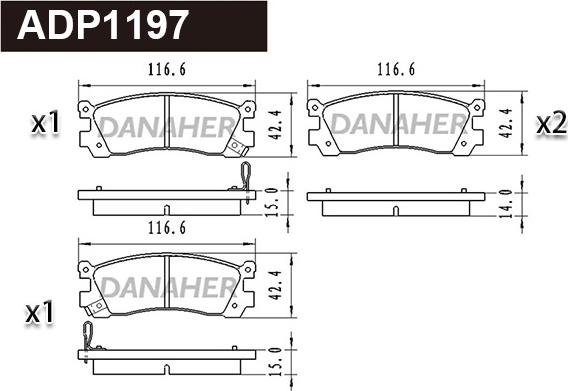 Danaher ADP1197 - Тормозные колодки, дисковые, комплект unicars.by