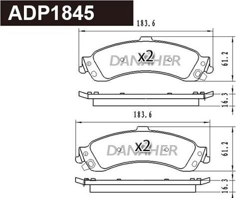 Danaher ADP1845 - Тормозные колодки, дисковые, комплект unicars.by