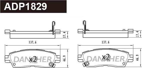 Danaher ADP1829 - Тормозные колодки, дисковые, комплект unicars.by