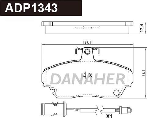 Danaher ADP1343 - Тормозные колодки, дисковые, комплект unicars.by