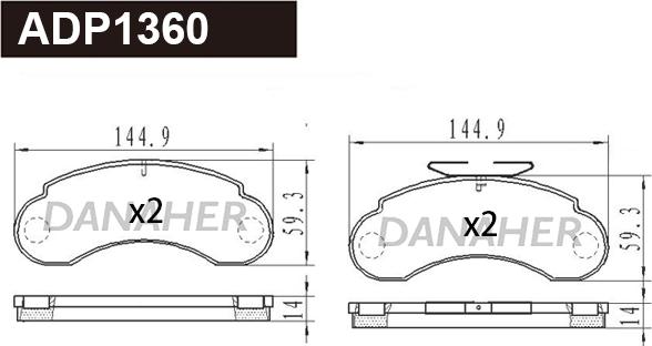 Danaher ADP1360 - Тормозные колодки, дисковые, комплект unicars.by