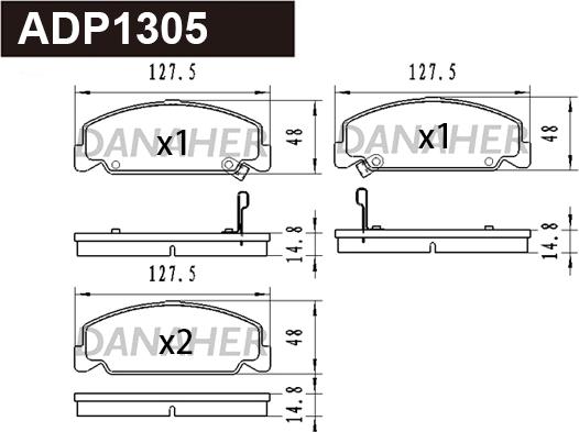 Danaher ADP1305 - Тормозные колодки, дисковые, комплект unicars.by