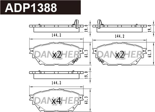 Danaher ADP1388 - Тормозные колодки, дисковые, комплект unicars.by