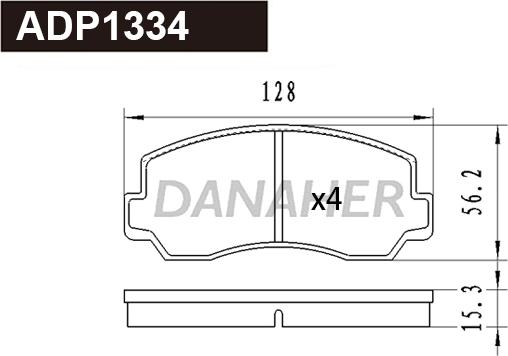 Danaher ADP1334 - Тормозные колодки, дисковые, комплект unicars.by