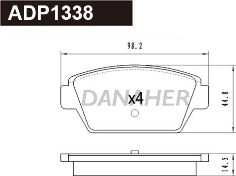 Danaher ADP1338 - Тормозные колодки, дисковые, комплект unicars.by