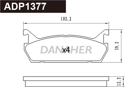 Danaher ADP1377 - Тормозные колодки, дисковые, комплект unicars.by