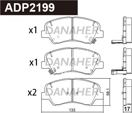 Danaher ADP2199 - Тормозные колодки, дисковые, комплект unicars.by