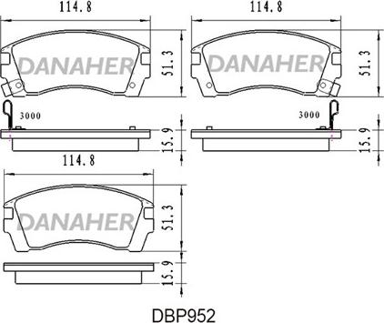 Danaher DBP952 - Тормозные колодки, дисковые, комплект unicars.by