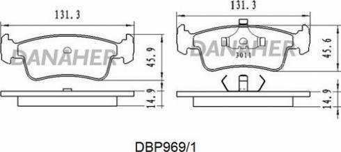 Danaher DBP969/1 - Тормозные колодки, дисковые, комплект unicars.by