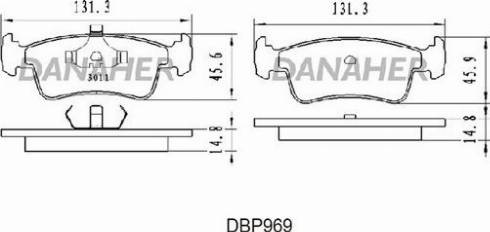 Danaher DBP969 - Тормозные колодки, дисковые, комплект unicars.by