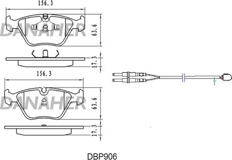 Danaher DBP906 - Тормозные колодки, дисковые, комплект unicars.by