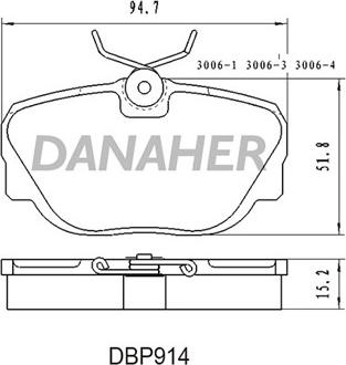 Danaher DBP914 - Тормозные колодки, дисковые, комплект unicars.by