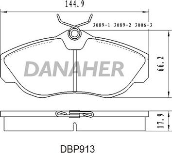 Danaher DBP913 - Тормозные колодки, дисковые, комплект unicars.by