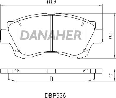 Danaher DBP936 - Тормозные колодки, дисковые, комплект unicars.by