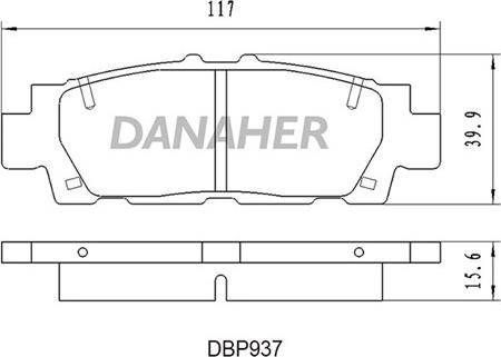 Danaher DBP937 - Тормозные колодки, дисковые, комплект unicars.by