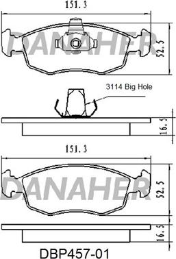 Danaher DBP457-01 - Тормозные колодки, дисковые, комплект unicars.by