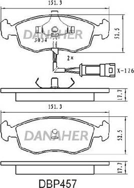 Danaher DBP457 - Тормозные колодки, дисковые, комплект unicars.by