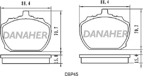 Danaher DBP45 - Тормозные колодки, дисковые, комплект unicars.by