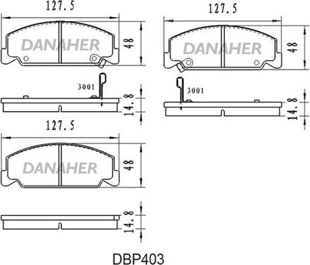 Danaher DBP403 - Тормозные колодки, дисковые, комплект unicars.by