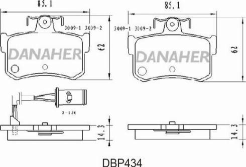 Danaher DBP434 - Тормозные колодки, дисковые, комплект unicars.by