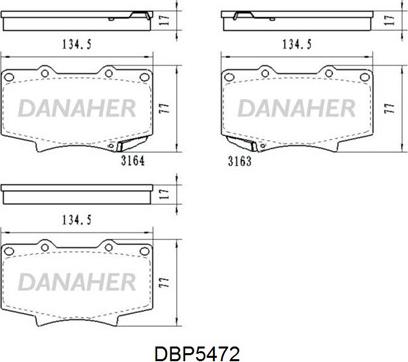 Danaher DBP5472 - Тормозные колодки, дисковые, комплект unicars.by