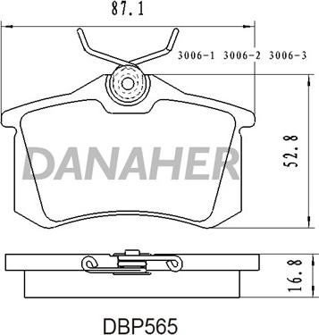 Danaher DBP565 - Тормозные колодки, дисковые, комплект unicars.by