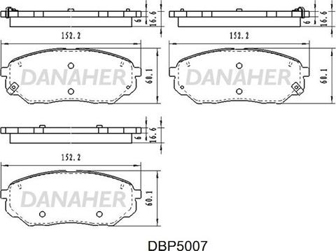 Danaher DBP5007 - Тормозные колодки, дисковые, комплект unicars.by