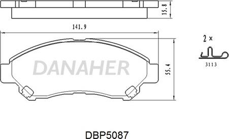 Danaher DBP5087 - Тормозные колодки, дисковые, комплект unicars.by