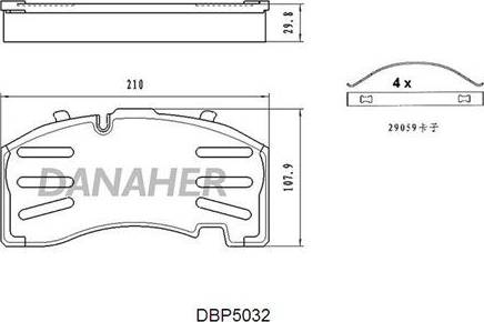 Danaher DBP5032 - Тормозные колодки, дисковые, комплект unicars.by