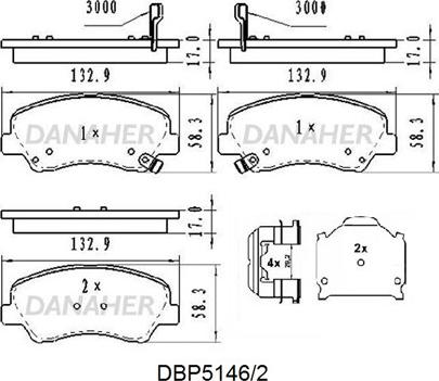 Danaher DBP5146/2 - Тормозные колодки, дисковые, комплект unicars.by