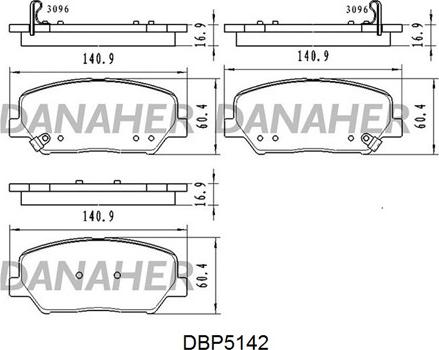 Danaher DBP5142 - Тормозные колодки, дисковые, комплект unicars.by