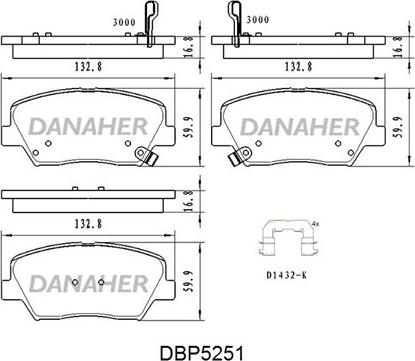 Danaher DBP5251 - Тормозные колодки, дисковые, комплект unicars.by