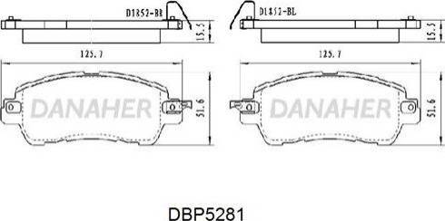 Danaher DBP5281 - Тормозные колодки, дисковые, комплект unicars.by